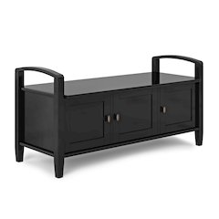Warm Shaker Solid Wood Entryway Storage Bench In Black
