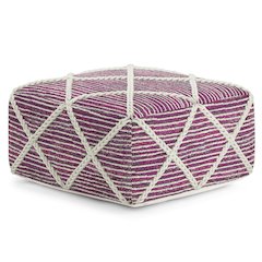 Cowan Square Pouf in Magenta and Natural Handloom Woven