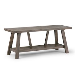 Dylan Solid Wood Entryway Bench In Driftwood