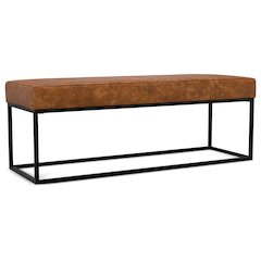 Candice Ottoman Bench In Tan Genuine Leather