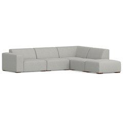 Sectional Modular Sofa With Ottoman In Tightly Woven Performance Fabric