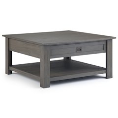 Monroe Solid Acacia Wood Square Coffee Table In Farmhouse Grey