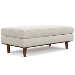 49 inch Wide Mid-Century Modern Table Ottoman in Cream White Woven-Blend Fabric
