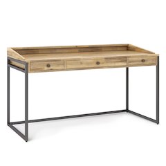 Ralston Solid Acacia Wood Desk In Distressed Golden Wheat