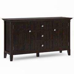 Bedford Solid Wood Sideboard Buffet In Dark Tobacco Brown