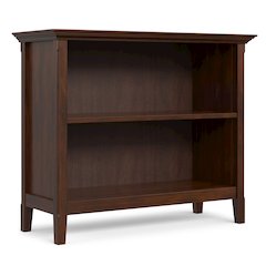 Amherst 36 inch Wide Solid Wood Transitional 2 Shelf Bookcase in Russet Brown