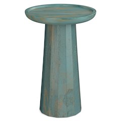 13 inch Wide Round Contemporary Wooden Accent Table in Teal Wash