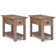14 inch Solid Acacia Rustic Narrow Side Table (Set of 2)
