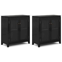 Cosmopolitan Solid Wood 30 Inch Storage Cabinet In Black (Set Of 2)