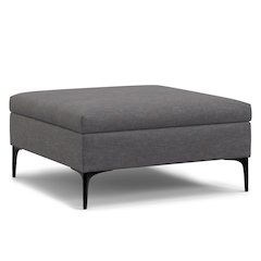 Coffee Table Storage Ottoman With Lift Up Lid In Slate Grey Polyester Linen
