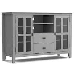 Artisan Solid Wood Tall Tv Media Stand In Fog Grey For Tvs Up To 60 Inches