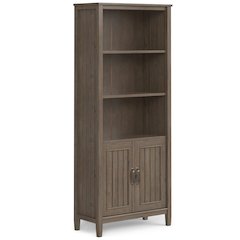 Lev Solid Wood Bookcase In Smoky Brown