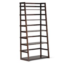 Acadian Solid Wood Ladder Shelf Bookcase In Brunette Brown