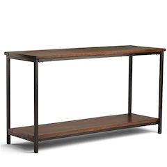 Skyler Solid Mango Wood Console Sofa Table In Dark Cognac Brown