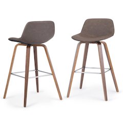Counter Height Stool (Set Of 2) In Distressed Chocolate Brown Vegan Faux Leather