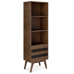 Clarkson Solid Acacia Wood Bookcase With Storage In Rustic Natural Aged Brown