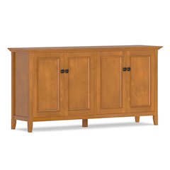 66 inch Wide Solid Wood 4 Door Storage Cabinet in Light Golden Brown