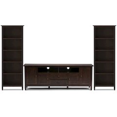 72"W TV Stand with Two 26"W Bookcases in Tobacco Brown (Set of 3)