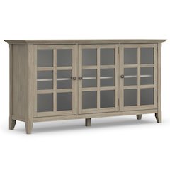 Acadian Solid Wood Wide Storage Cabinet In Distressed Grey
