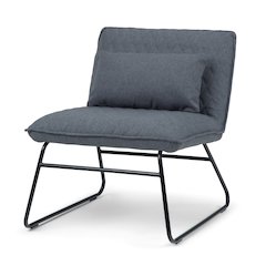 25 Inch Wide Modern Accent Chair With Lumbar Pillow In Grey Linen Look Fabric