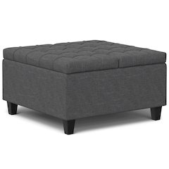 Harrison Small Square Coffee Table Storage Ottoman In Slate Grey