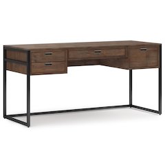 Richmond Solid Acacia Wood Desk In Rustic Natural Aged Brown