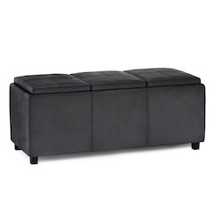 Avalon Storage Ottoman In Distressed Black Vegan Faux Leather