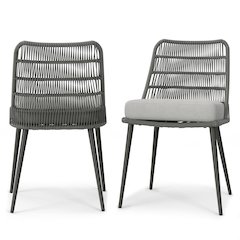 Beachside Outdoor Dining Chair (Set Of 2) In Grey Polyester Fabric