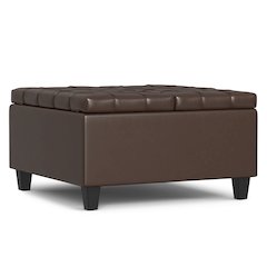 Harrison Small Square Coffee Table Storage Ottoman in Chocolate Brown
