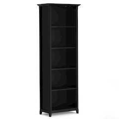 Acadian Solid Wood 5 Shelf Bookcase In Black
