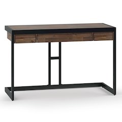 Erina Solid Acacia Wood Small Desk In Rustic Natural Aged Brown