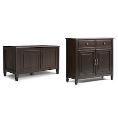 36"W Small Storage Bench Trunk and 40"W Storage Cabinet in Dark Chestnut Brown