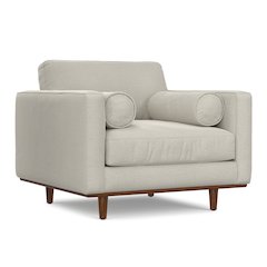 Morrison 42 inch Wide Mid-Century Modern Arm Chair in Cream White