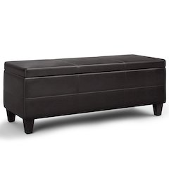 Avalon Lift Top Rectangular Storage Ottoman In Tanners Brown Vegan Faux Leather