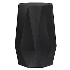 Solid Acacia Wood 15 Inch Wide Polygon Contemporary Side Table In Black