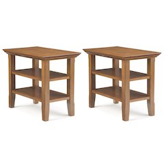 14 inch Transitional Narrow Side Table in Light Golden Brown (Set of 2)
