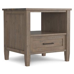 Ela Solid Wood End Table In Smoky Brown