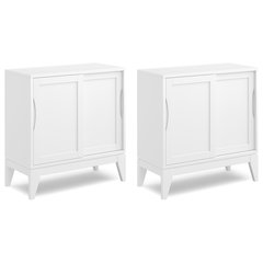 Harper Solid Wood 30 Inch Storage Cabinet In White (Set Of 2)