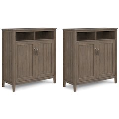 Lev Solid Wood 39 Inch Storage Cabinet In Smoky Brown (Set Of 2)
