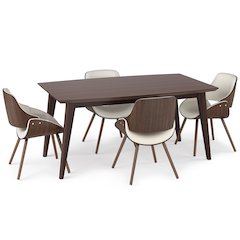 Malden / Draper Solid Hardwood 5 Piece Dining Set In Natural