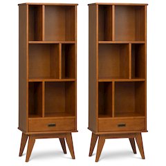 Draper 22 inch Solid Wood 6 Cubbie Bookcase in Teak Brown (Set of 2)