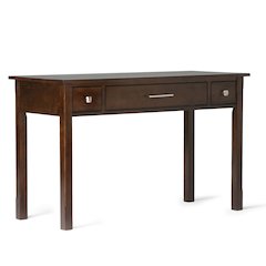 Avalon Solid Wood Writing Office Desk In Dark Tobacco Brown