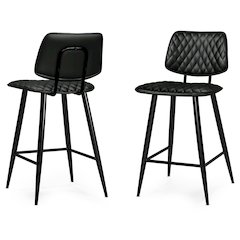 Raya Counter Height Stool (Set Of 2) In Black Vegan Faux Leather