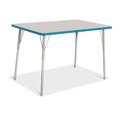 Jonti-Craft Berries Adult Height Color Edge Rectangle Table - Laminated Rectangle, Teal Top - Four Leg Base - 4 Legs - Adjustable Height - 24" to 31" Adjustment - 48" Table Top Length x 30" Table Top