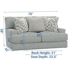 Brett Loveseat with Cuddler Cushions in Blue Color