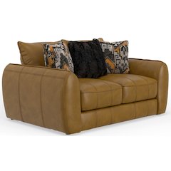 Corvara Top Grain Italian Leather Match Loveseat in Brown Color