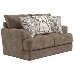Tyson Loveseat with Cuddler Cushions in Brown Color