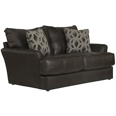 Top Grain Italian Leather Match Loveseat with Cuddler Cushions in Brown Color
