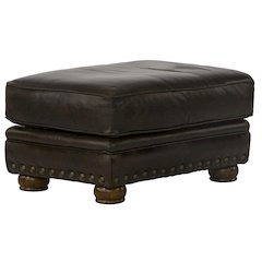Roberto Italian Top Grain Leather Match Ottoman