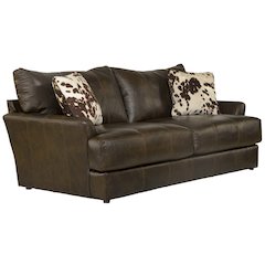 Pavia Top Grain Italian Leather Match Sofa with Cuddler Cushions
